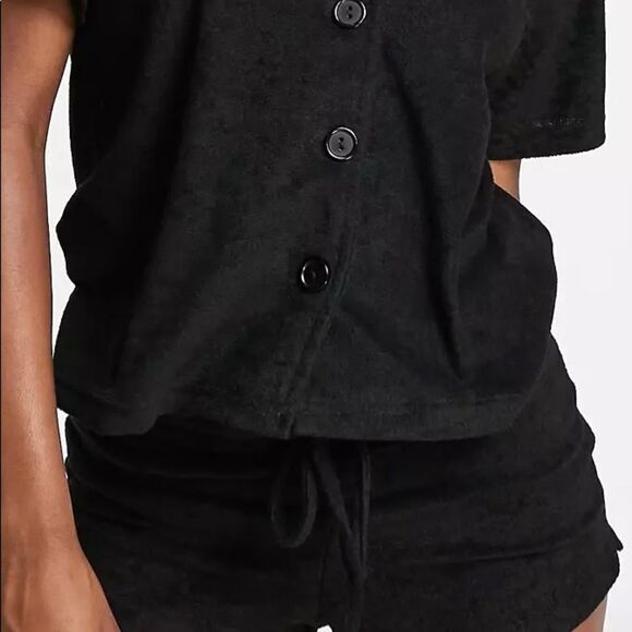 Brave souls London Tammy toweling short pjs set M blk nwt - Picture 1 of 5